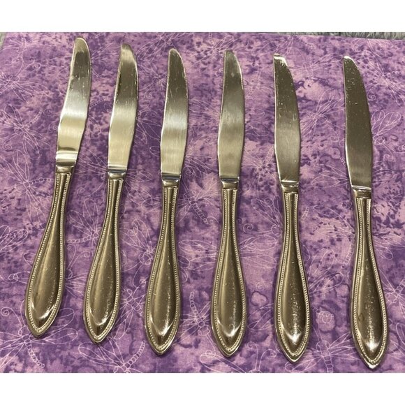 Wallace American Tradition 18/10 Stainless Dinner Knives Knife Set Of 6 Flatware - Picture 1 of 3